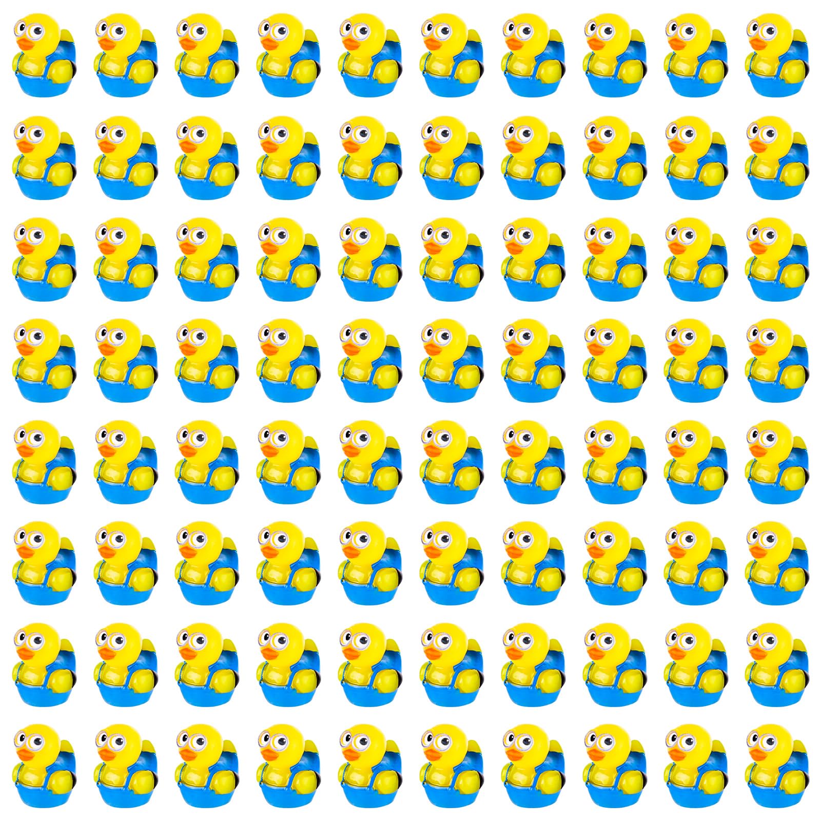 80 Pcs Mini Resin Ducks, Blue and Yellow Duck Funny Miniature Resin Ducks Cartoon Character Ducks for Home Car Office Garden Aquarium Dollhouse Landscape Decor Party Favors