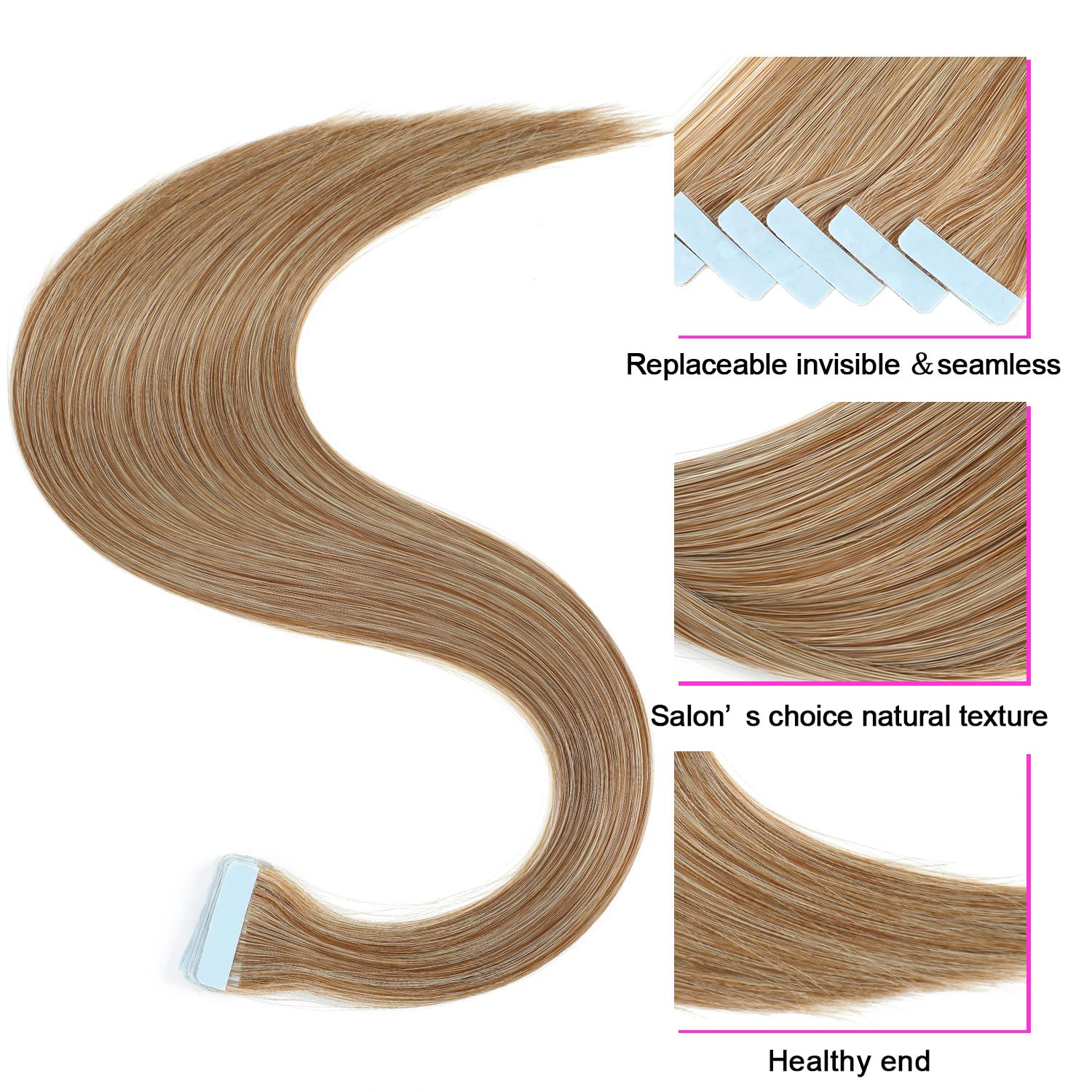 20 inch Tape Ins #BRANDNEW Amazon.com : Tape in Hair Extensions 20 Inch Tape in  main image 2