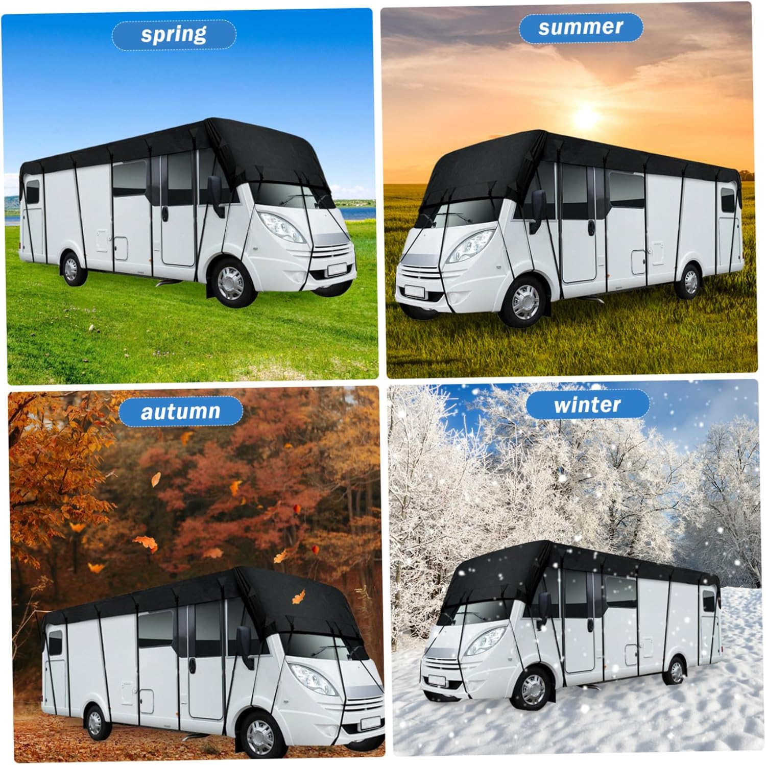 Travel Trailer Cover 24x9.8 Ft RV Cover Waterproof Anti-UV Trailer Cover 210D Oxford Cloth Cover for Travel Trailer with Adjustable Straps Foldable Motorhome Cover for All Season