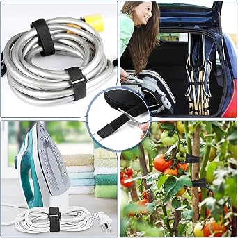 Redamancy 5M x 2CM Reusable Cable Ties with 30 Buckles, Black Reusable Cable Straps, Free Cut Length, Hook and Loop Cinch Straps for Cable Tidy, Wire Management, Cord Organiser