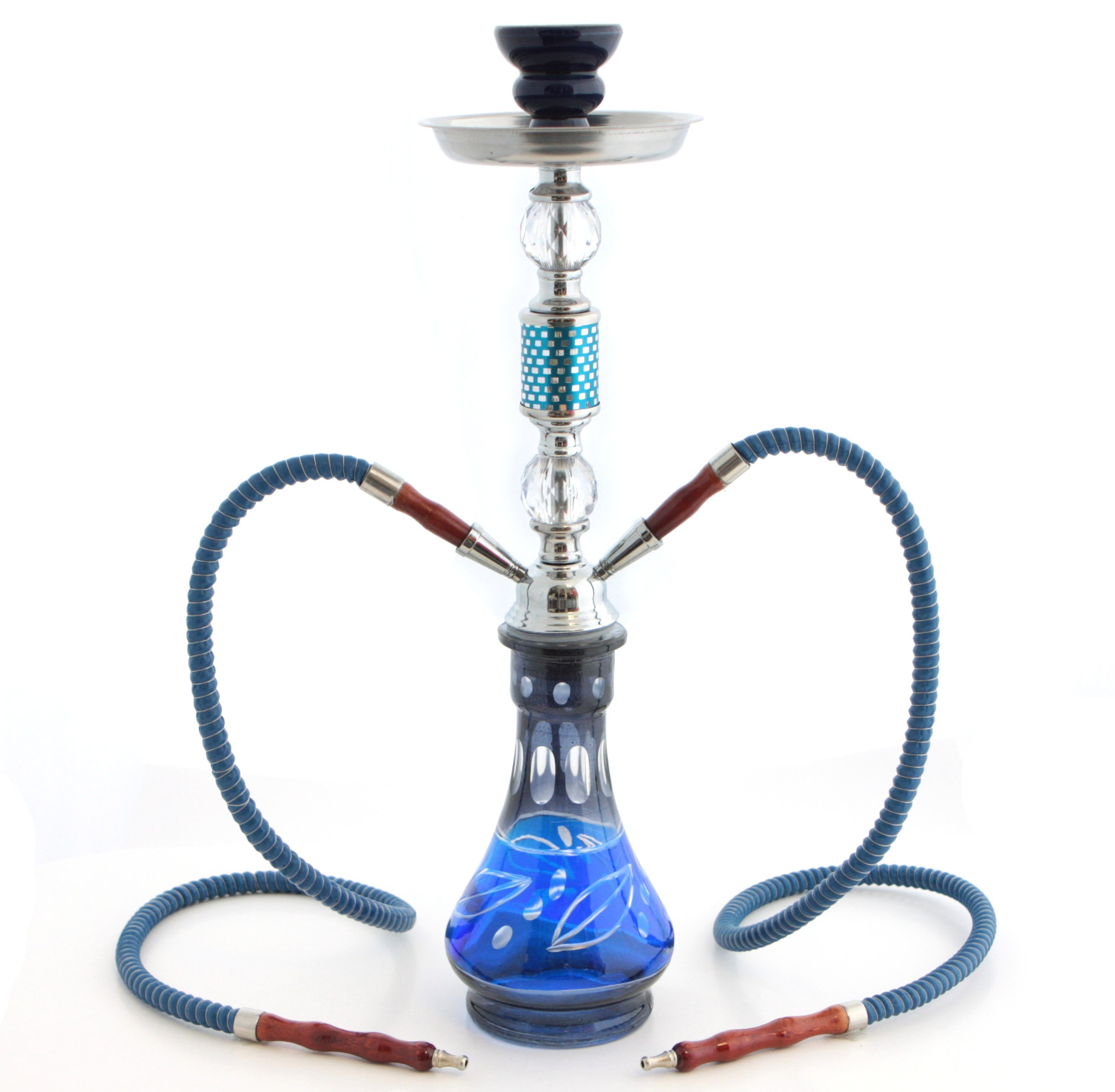 GStar Convertible Series 18 1 or 2 Hose Hookah Complete Set - Modern Art Glass Vase Soothing Blue