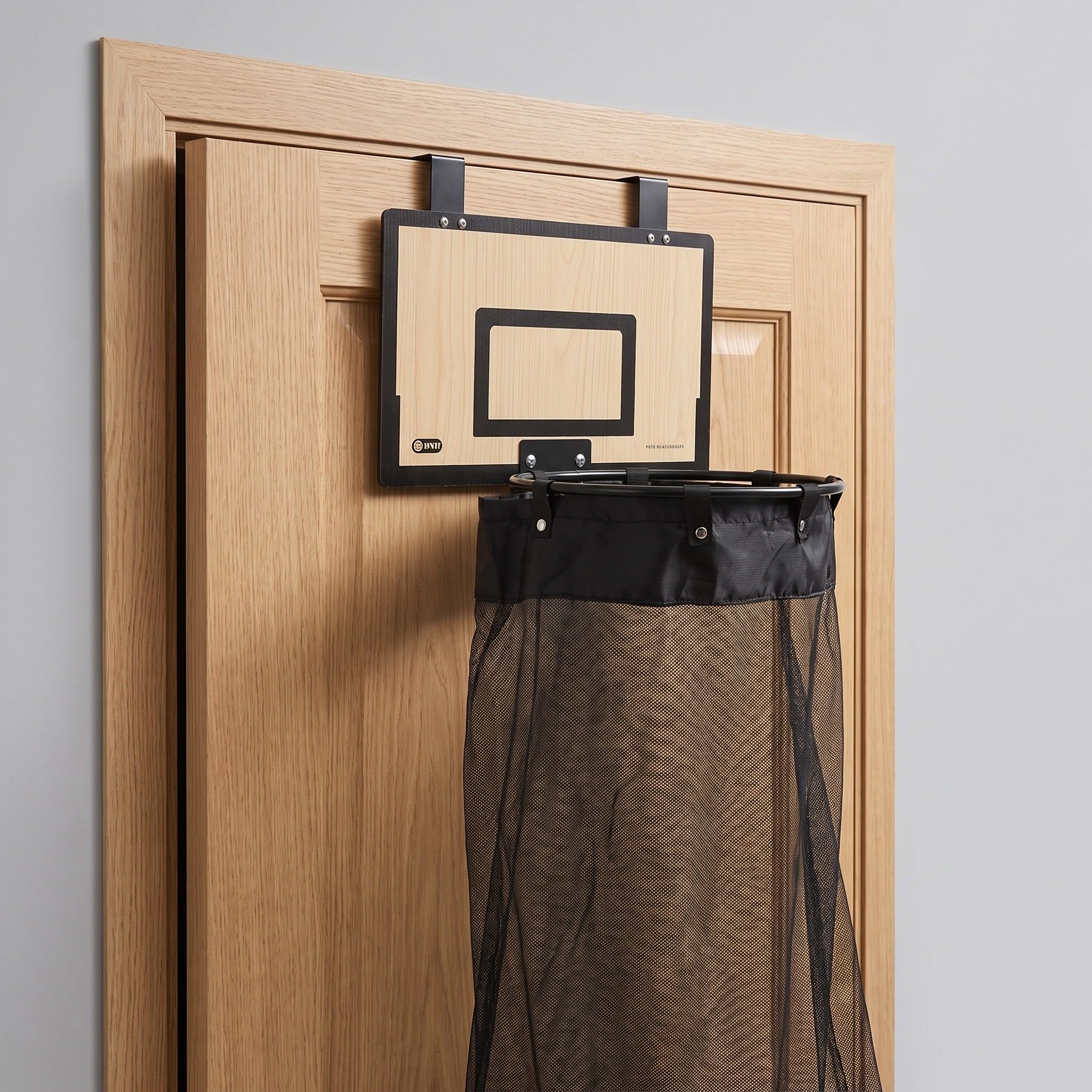 Cesto Biancheria da Porta a Forma di Basket in Legno e Ferro