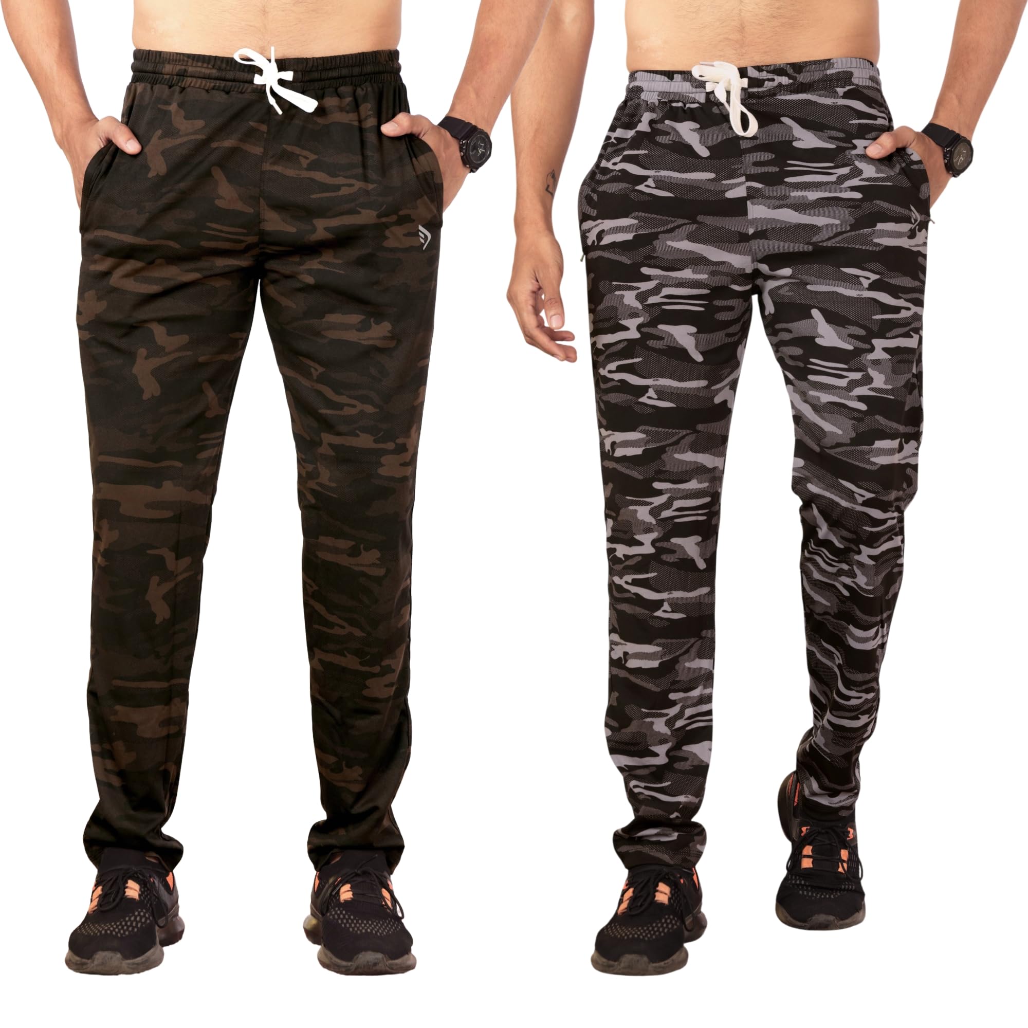 Mens Track Pants | Army Style Camouflage | Stretchable | Combo-image-0