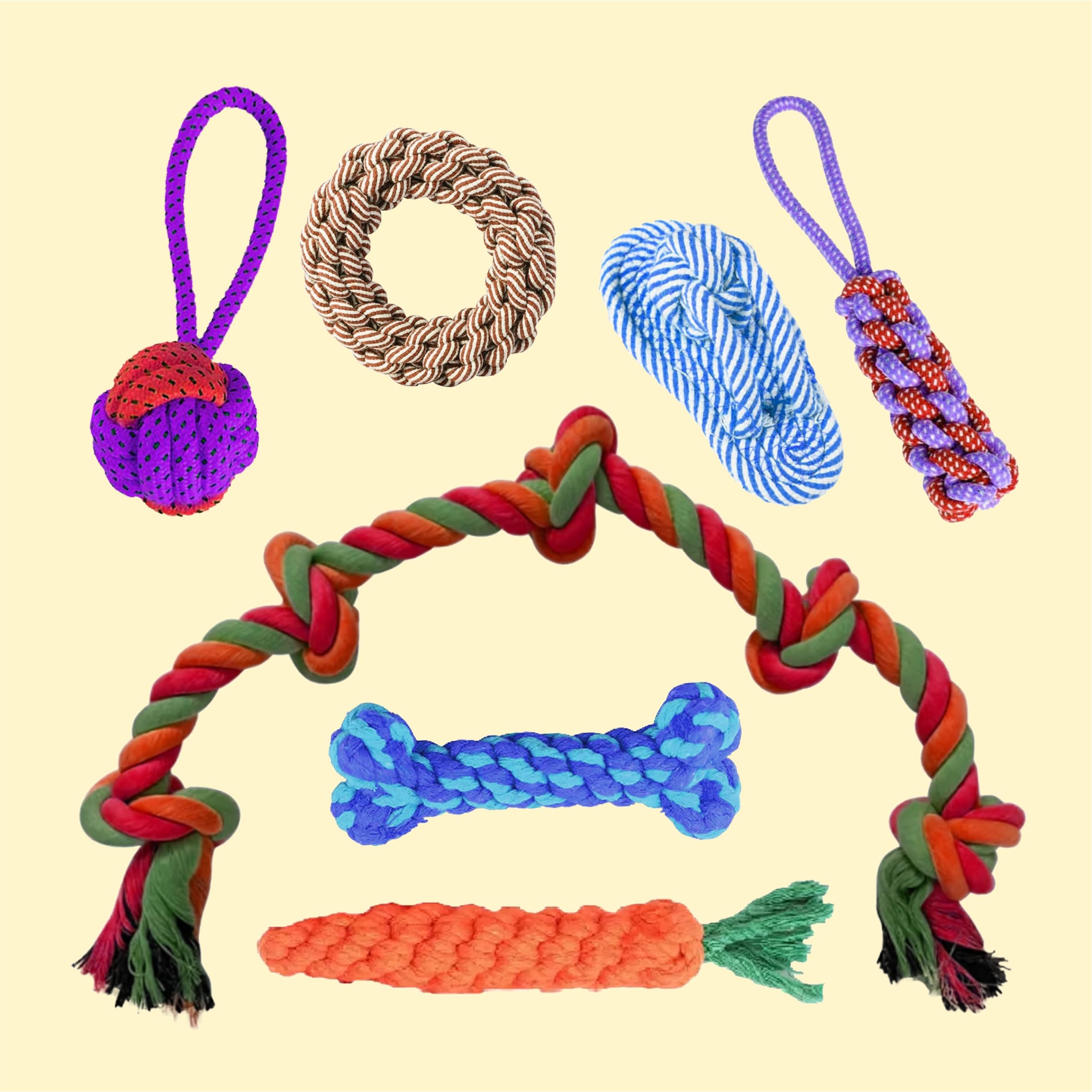 Century Petco Genuinely Durable Dog Rope Toys for All Dog Breeds, Non Toxic Cotton and Polyester Tug/Fetch/Chew Quality Playtime Rope Toy.(Colour May Vary) (Pack of 7) (B0D9C1LPKW) Amazon Price History, Amazon Price Tracker