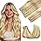 GOO GOO Clip in Hair Extensions Real Human Hair, Remy Human Hair Extensions Clip ins for Women, Natural Human Hair, 22inch 150g 9Pcs, 18D/22F Dirty Blonde Highlights