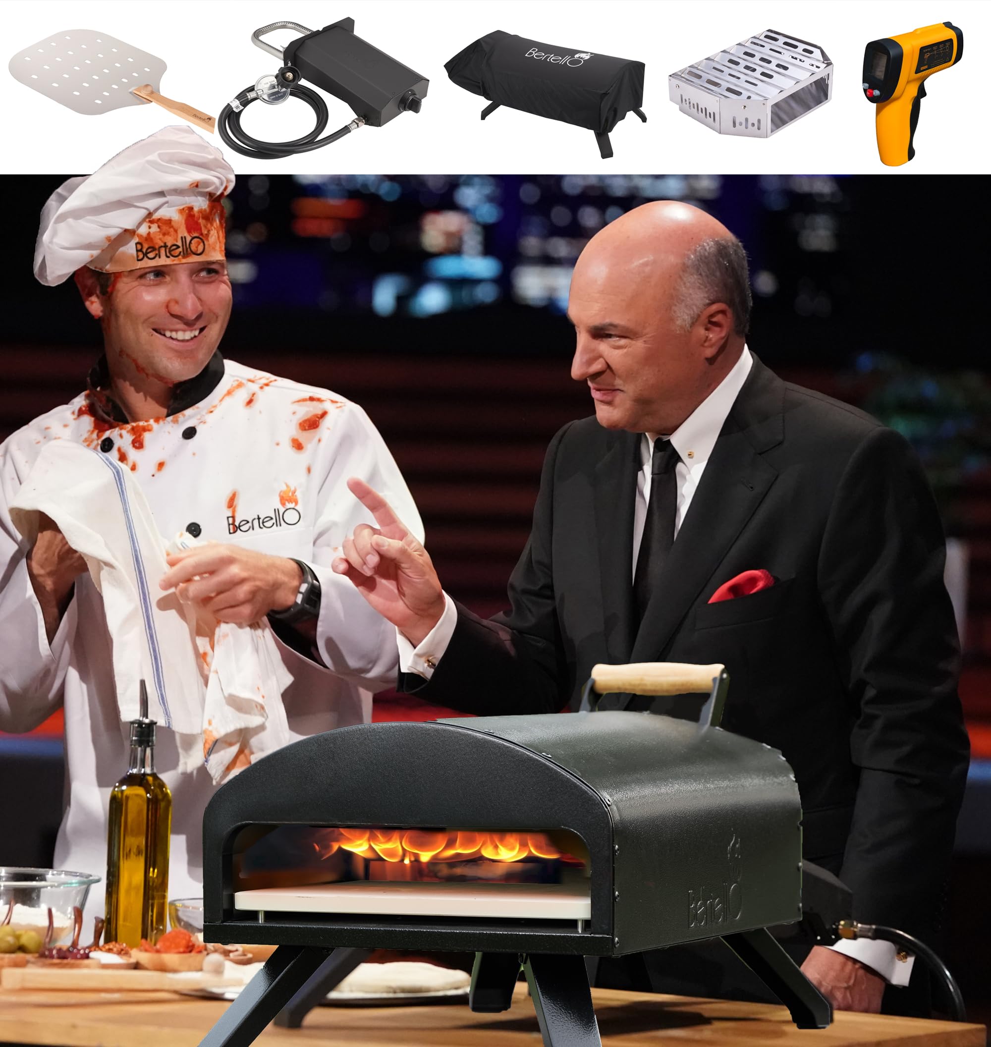 Bertello Outdoor Pizza Oven BundleGas & Wood SimultaneouslyPortable
