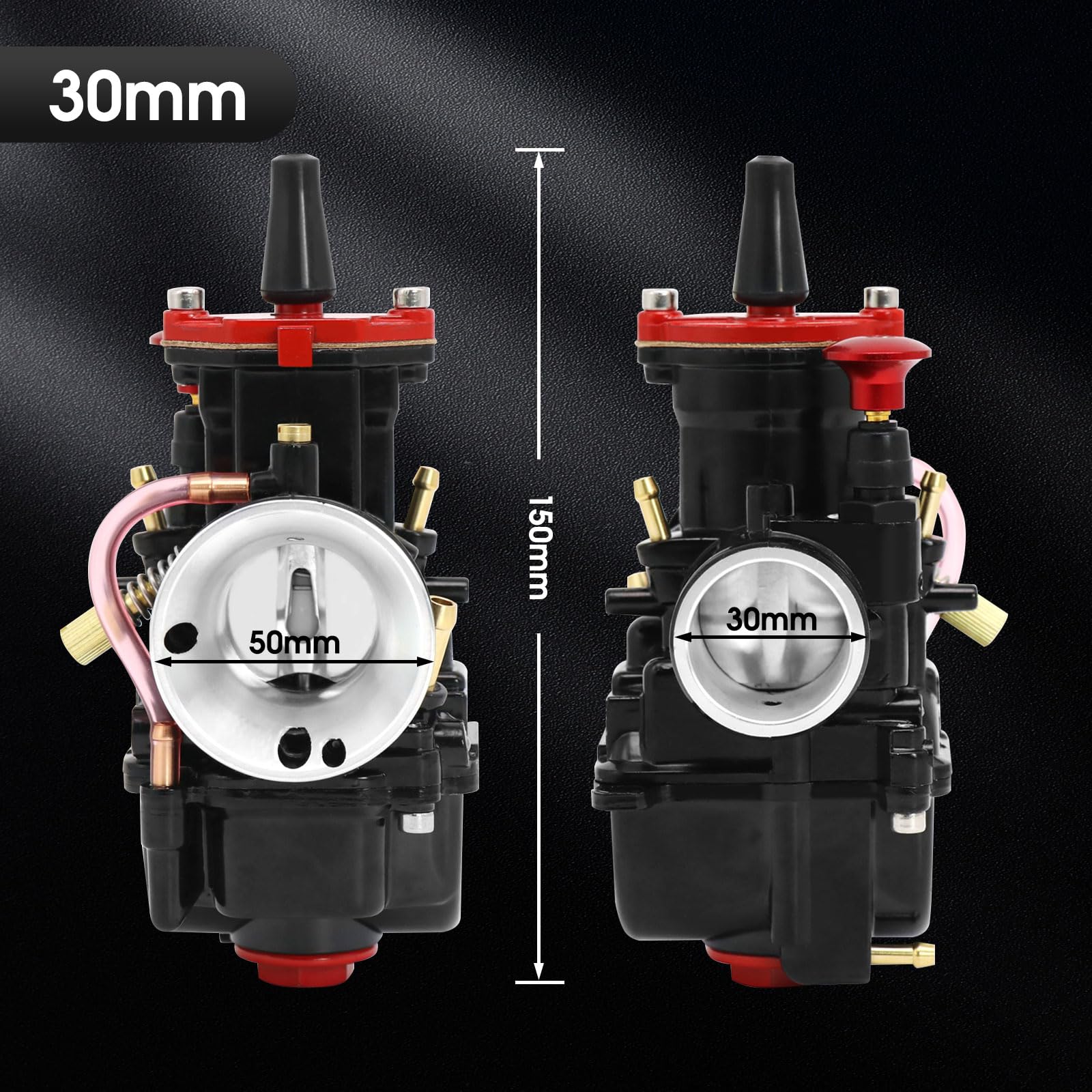 PWK 30 mm Vergaser Racing Carb Kits mit Luftfilter, 10 Stück Hauptdüsen, 10 Stück langsame Pilotdüsen, universell für 2T 4T Motor, Dirt Bike, Motocross, Motorrad, Roller, ATV, Quad, Go-Kart (30 mm)