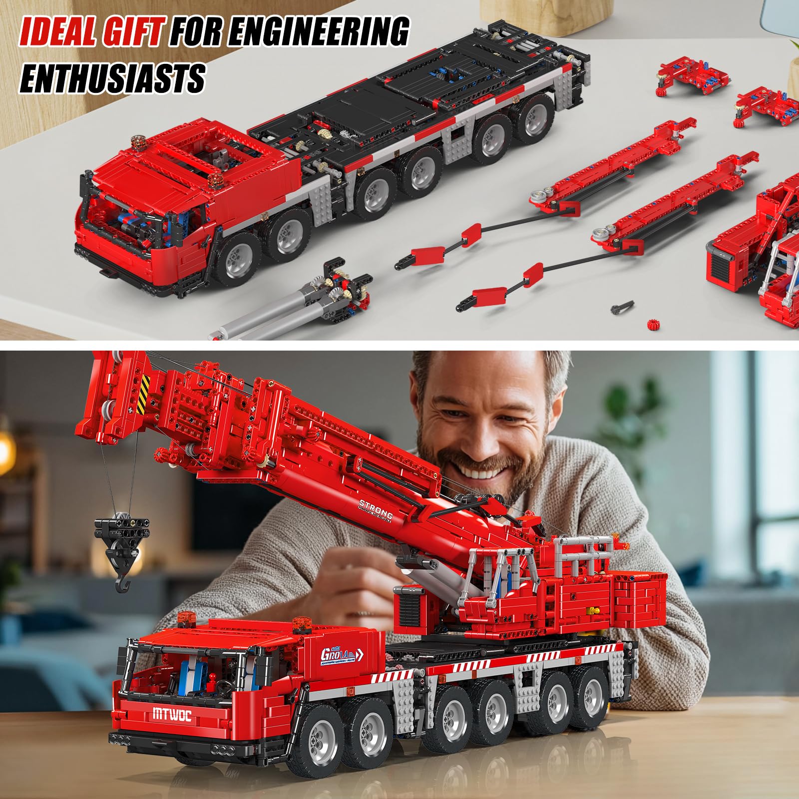 Mould King 17065 Technik GMK Heavy Duty Crane Klemmsteinen Kit 4566+ PCS MOC Remote Commanded Raupengraune Blöcke Toy mit 5 Motor