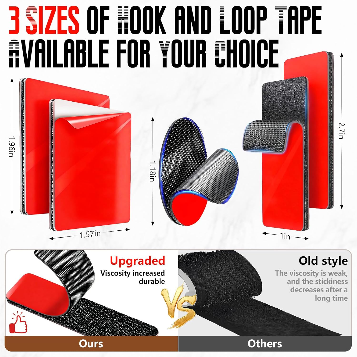 Heavy Duty Hook and Loop Tape Strips with Super Adhesive, Heat Resistant & Waterproof Adhesive Hooks for Picture Hanging, Indoor & Outdoor Use - Strong Command Strips Alternative