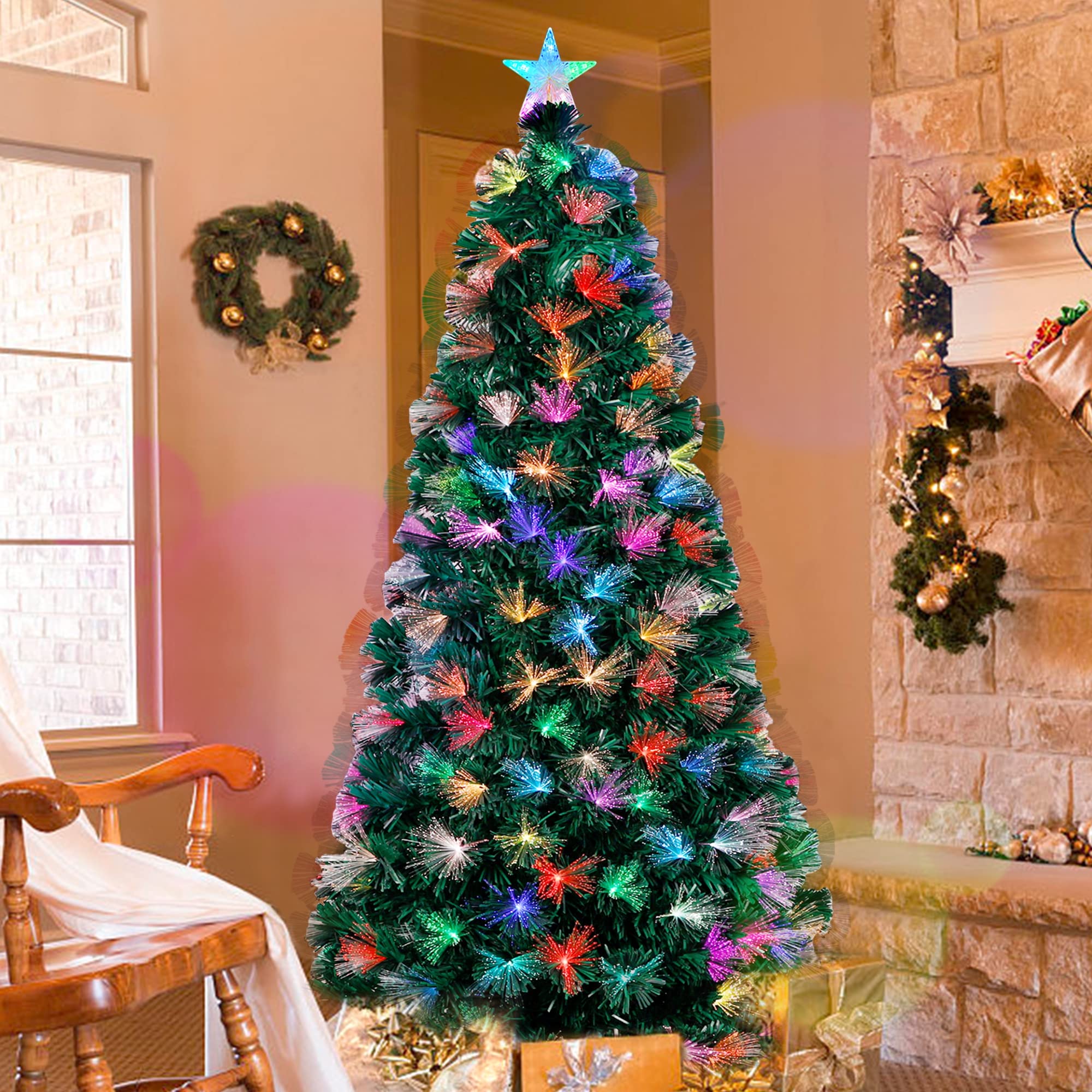 Buy Blissun 7 ft PreLit Fiber Optic Christmas Tree, Prelit Artificial