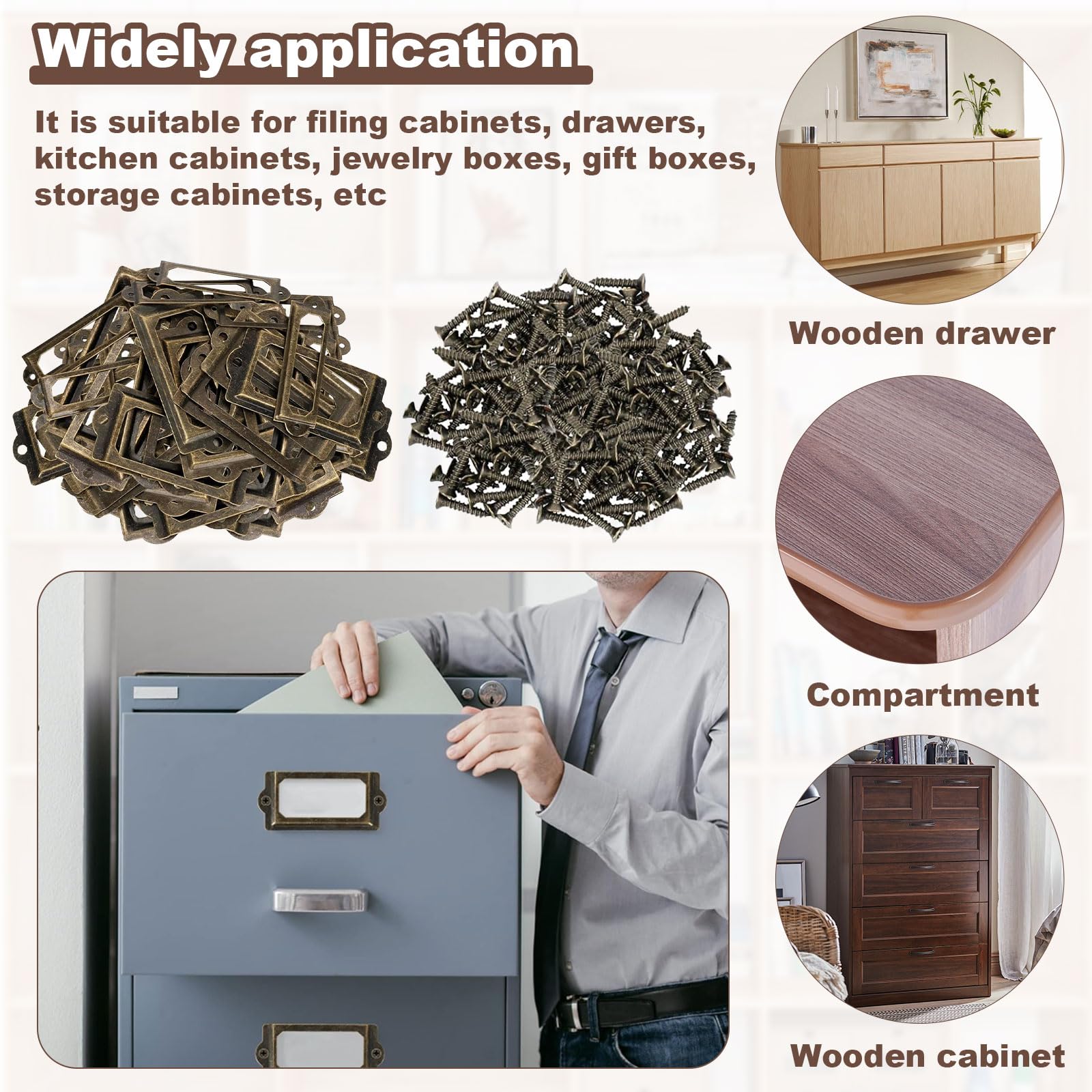 30 Piezas Tiradores De Etiquetas De Metal Negro - Para Cajones, Armarios, Botiquines, Diseño Retro, Incluye Tornillos