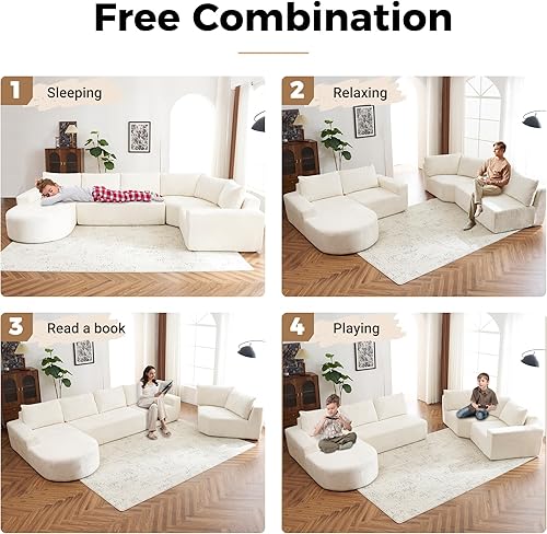 Miniatura 3 de Sofá Seccional Modular Extragrande de 139", Sofá en Forma de U con Asiento Profundo, Sofás Tapizados Modernos, Cómodo Sofá Esquinero de 5 Asientos