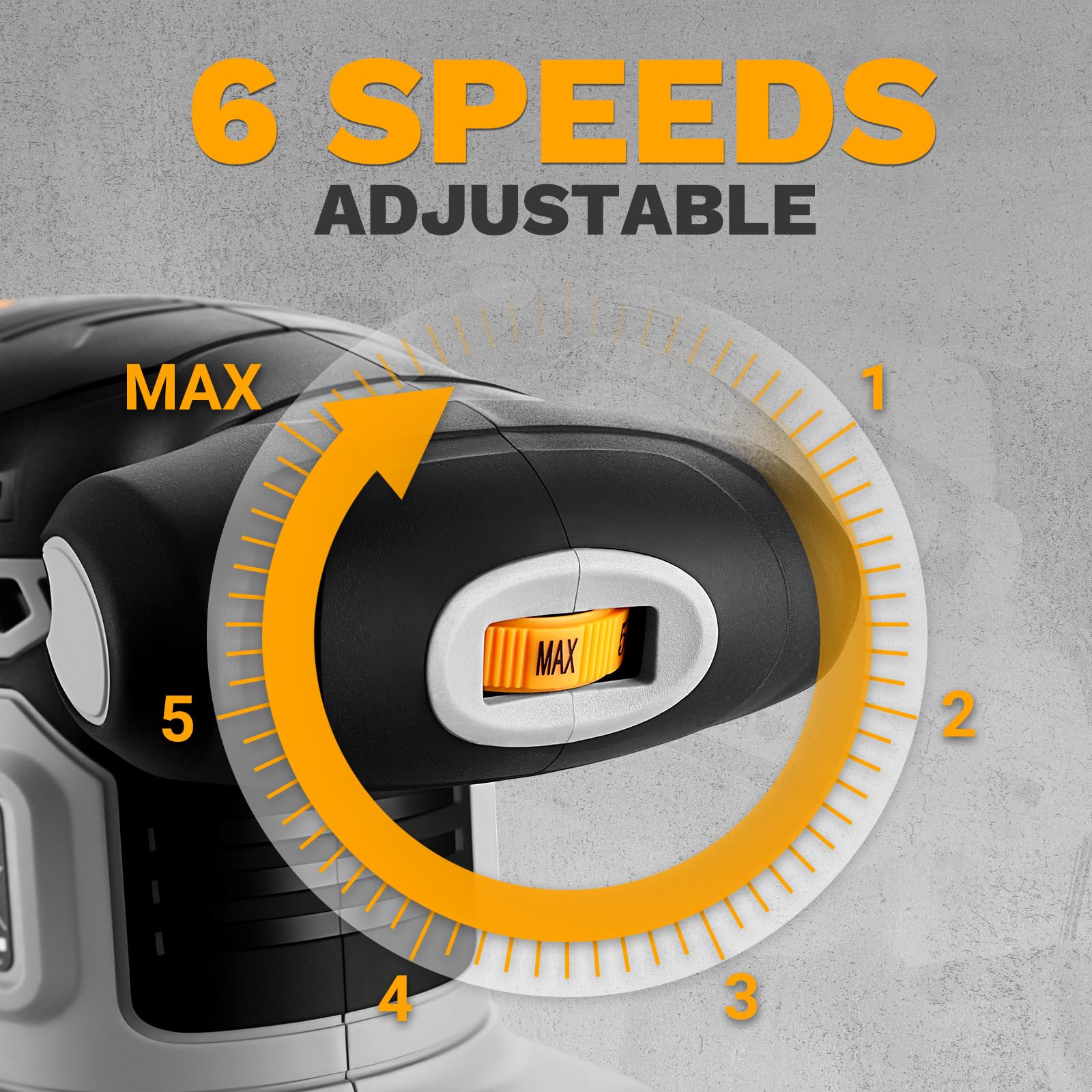DEKOPRO Levigatrice orbitale da 280 W, 6 velocità, disco abrasivo da 90 x 187 mm, include 15 fogli abrasivi, adatta per progetti di bricolage in legno