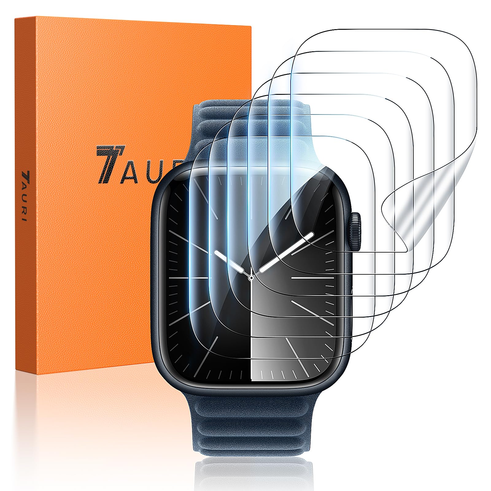 TAURI 6 Pack Screen Protector for Apple Watch Series 9/8/7 45mm & Series 6/5/4 SE 44mm, Bubble-Free, HD Clear, Easy Installation, Ultra-thin Flexible TPU Protective Film for iWatch 45mm/44mm