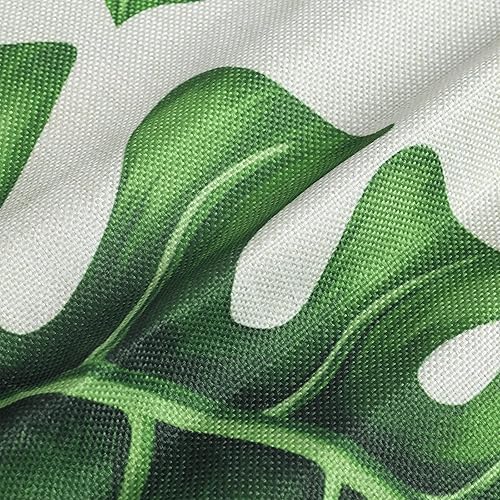 Miniatura 5 de Bonhause Juego de 4 fundas de almohada decorativas de 18.0 x 18.0in, diseño de hojas de palmera, color verde, poliéster, lino, para sofá, sofá,