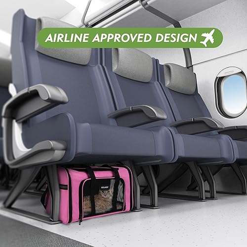 Vista 7 de Soundy Transportador para perros y gatos, aprobado por aerolíneas, para perros pequeños, medianos y gatos de menos de 15 libras, plegable, de lados
