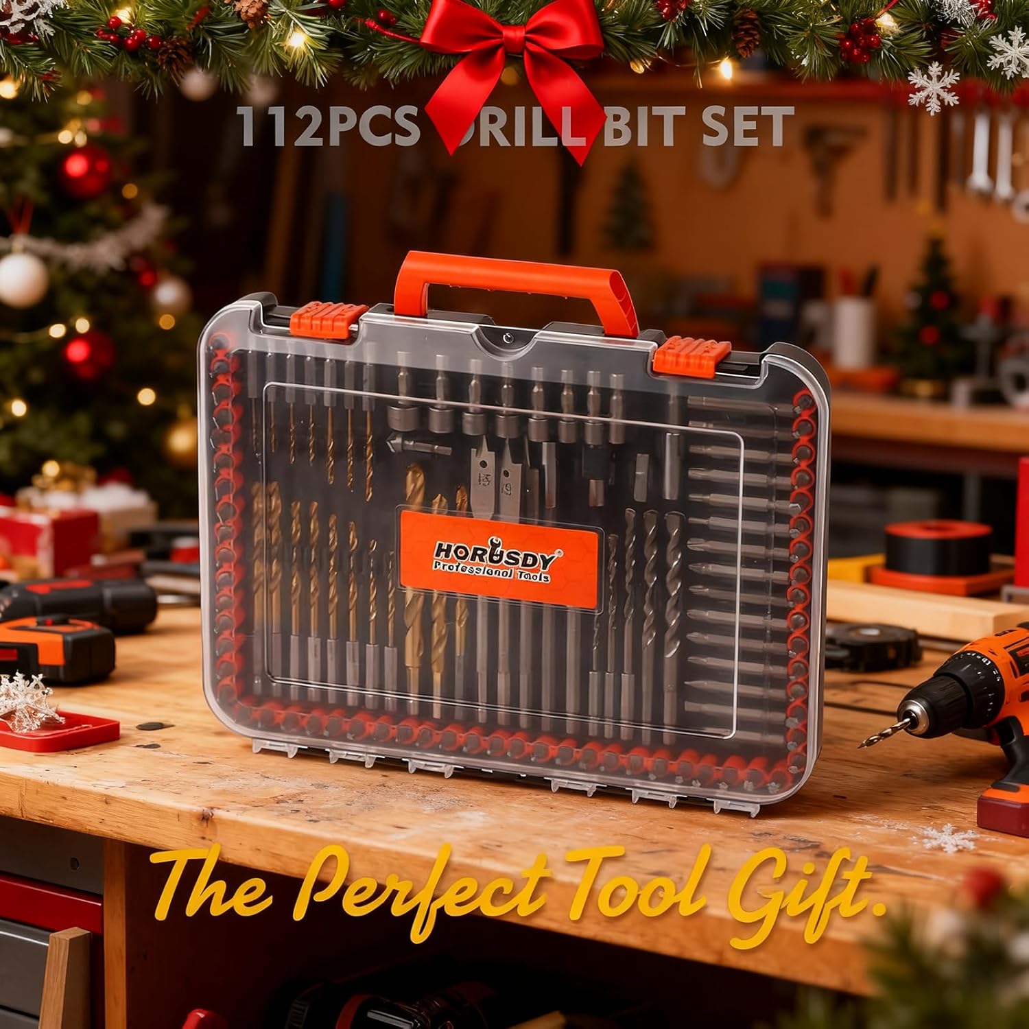 HORUSDY Impact Drill Bit Set, 112-Pieces 1/4" Hex Shank Impact Driver Bits and Screwdriver Bits Set for Screw Driving and Wood Metal Cement Drilling Screwdriver Bits Set with Storage Case - Image 2