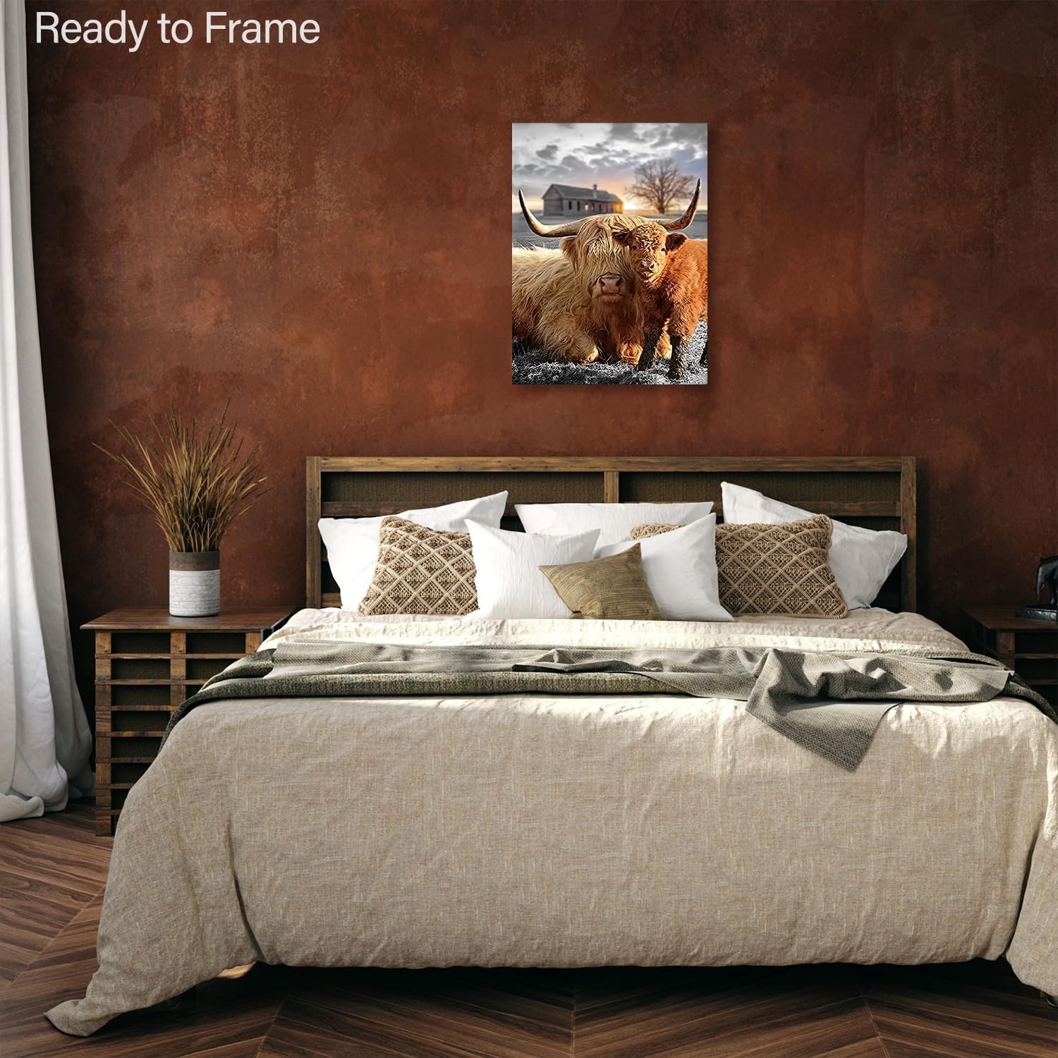 Affiche Decoration Murale Moderne Poster Cadre Chêne Clair 100x70cm