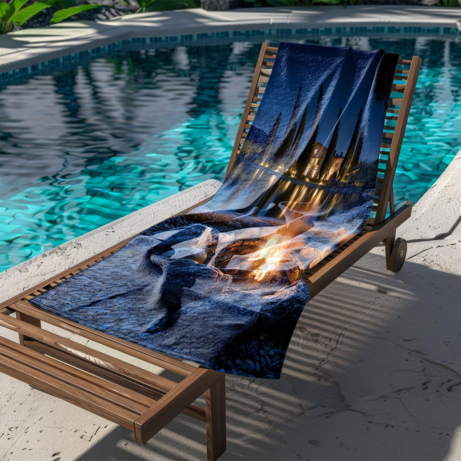 Genérico Toalla Playa 90X180 Fuego Azul Cielo