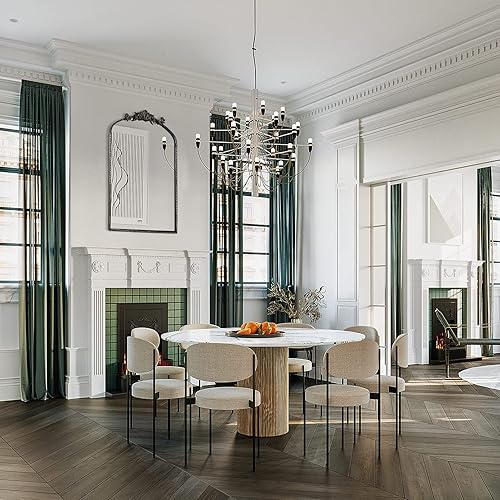 Miniatura 5 de Arendahl - Espejo de pared tradicional negro arqueado, 24 x 36 pulgadas, elegante espejo antiguo con marco adornado, decoración del hogar de