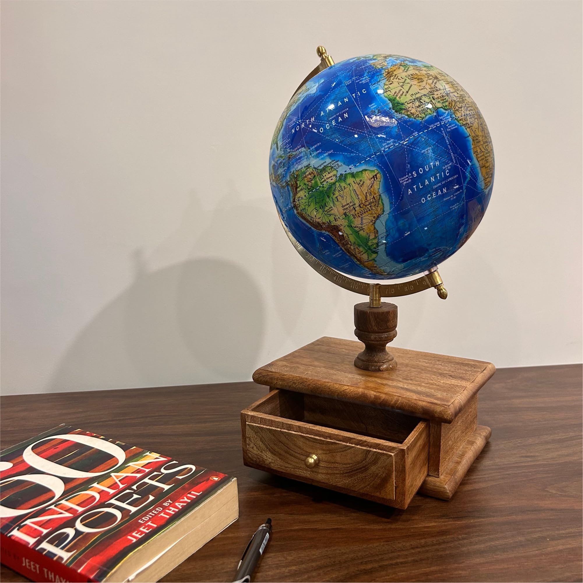GLOBE DADDY 8 Inch Physical Globe With Decorative Multipurpose Wood Storage Drawer for Aesthetic Room Decor, Kids and Students Learning, Gift Item, Geography Learning Toy (B0D1KHMTLM) Amazon Price History, Amazon Price Tracker