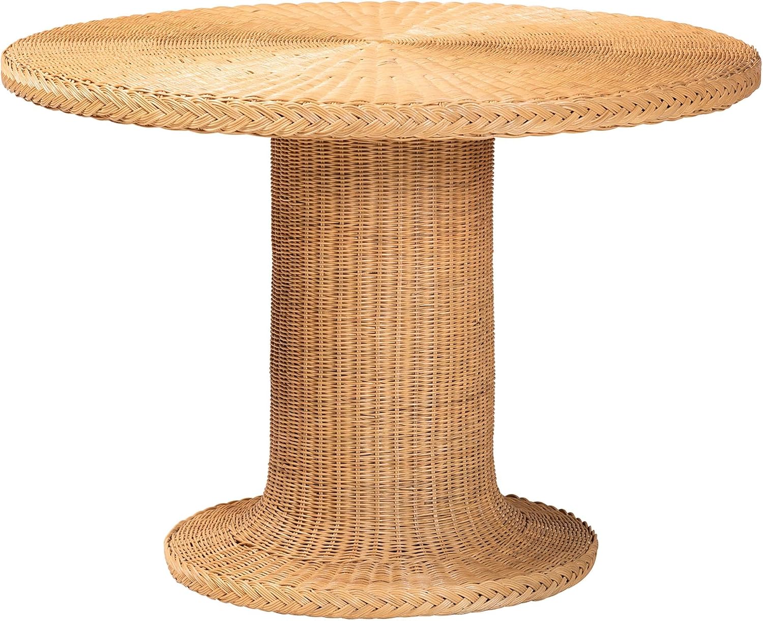 bali & pari Monica 3-Piece Rattan Dining Nook Set, Light Honey, Table & 2 Benches