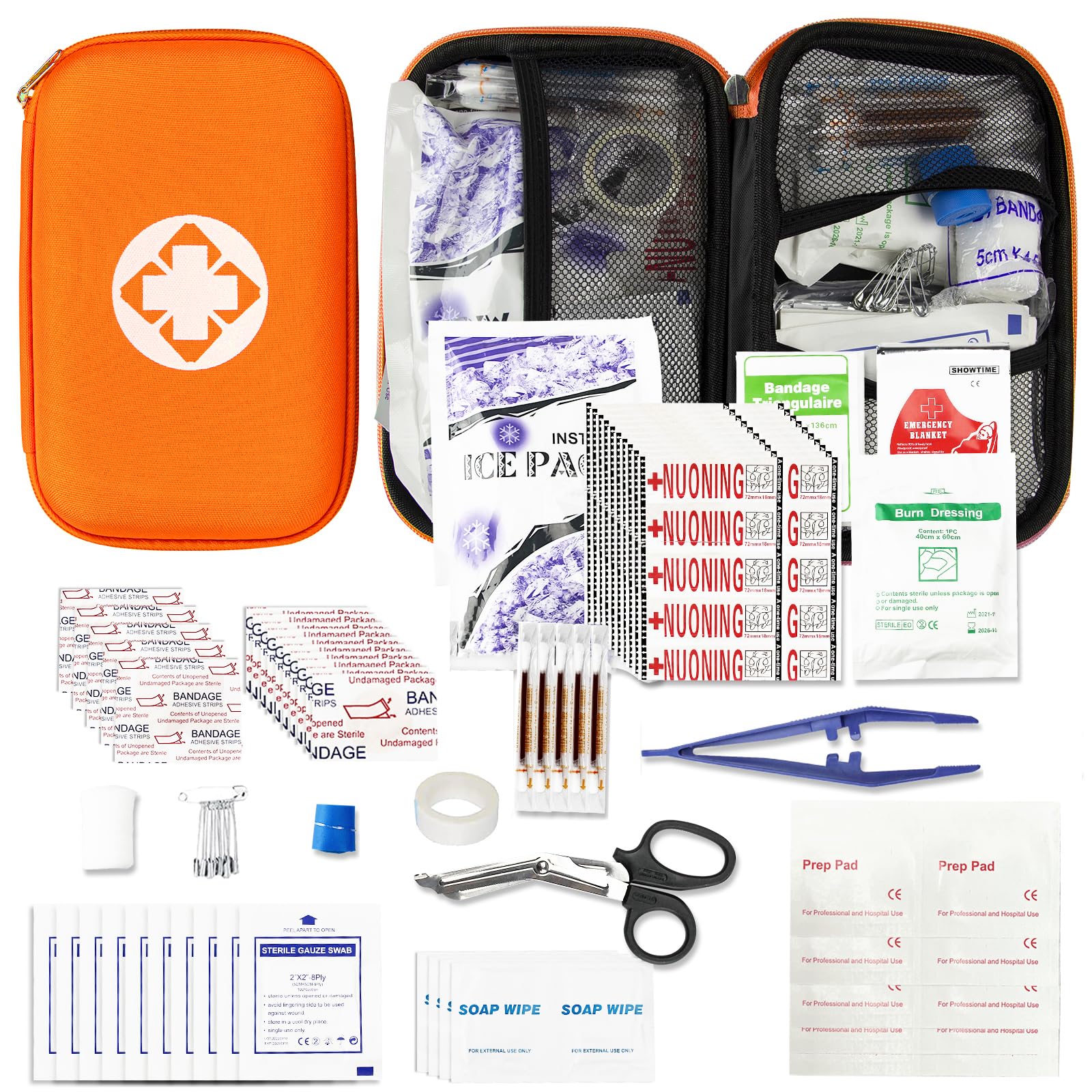 276PCS Mini Car First Aid Kit Travel Size for Business Trips, Compact First Aid Emergencies Kit Supplies for Rv Hiking Rode Trips Home Essentials, Orange AMORNING