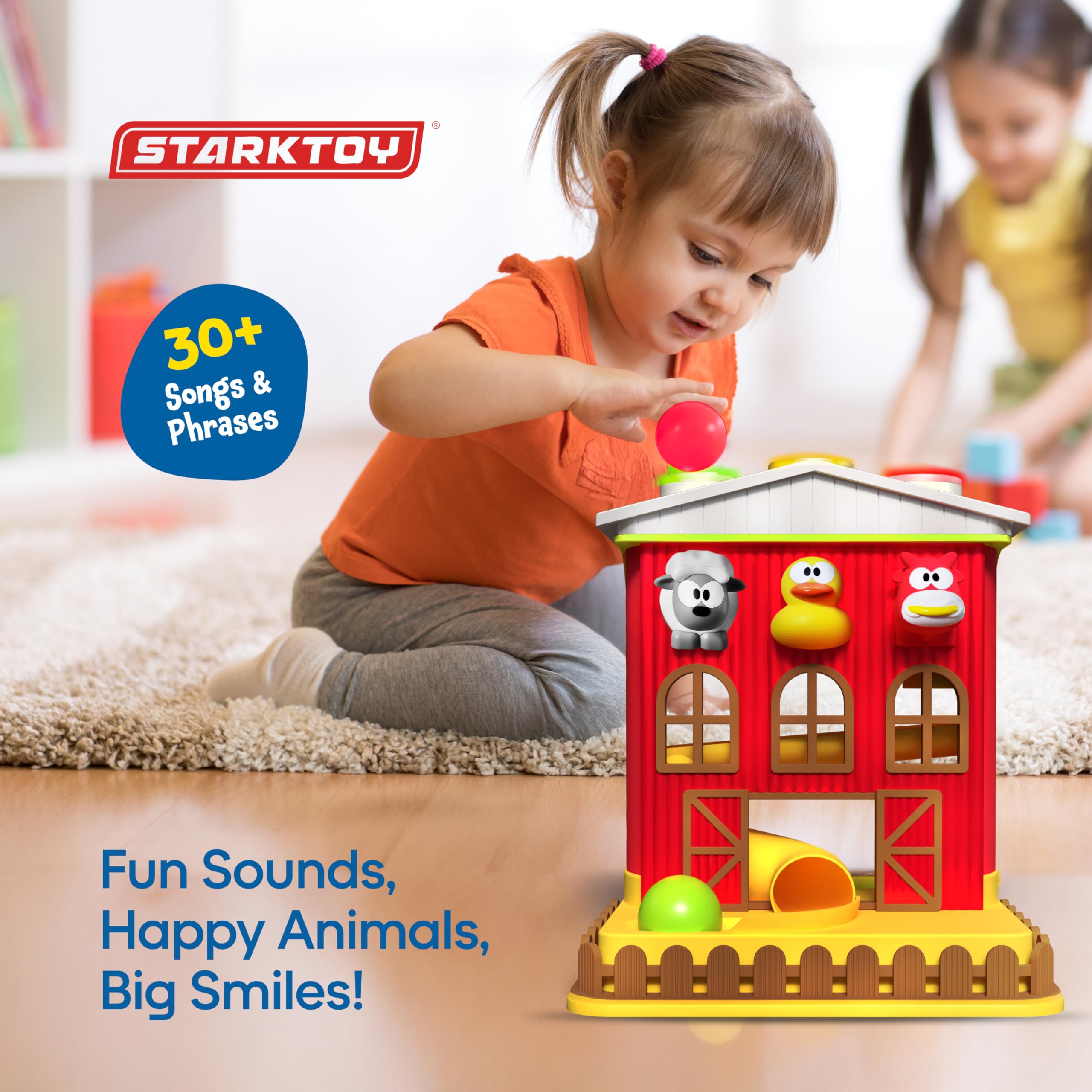 Farm 'n Play Pound A Ball Barn House, juguete de aprendizaje divertido interactivo para bebés y niños pequeños de 6 meses, juguetes Montessori para niños y niñas de 1 a 2 años