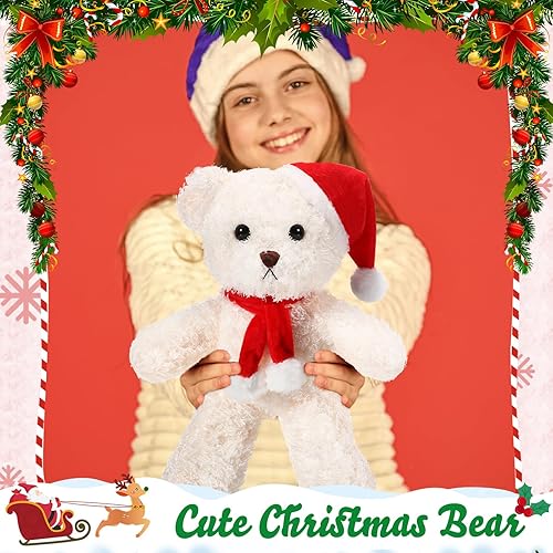 Miniatura 4 de Shappy Paquete de 6 animales de peluche de oso suave de 12 pulgadas, lindos osos a granel con sombrero y bufanda para niños, niñas, niños, novia,