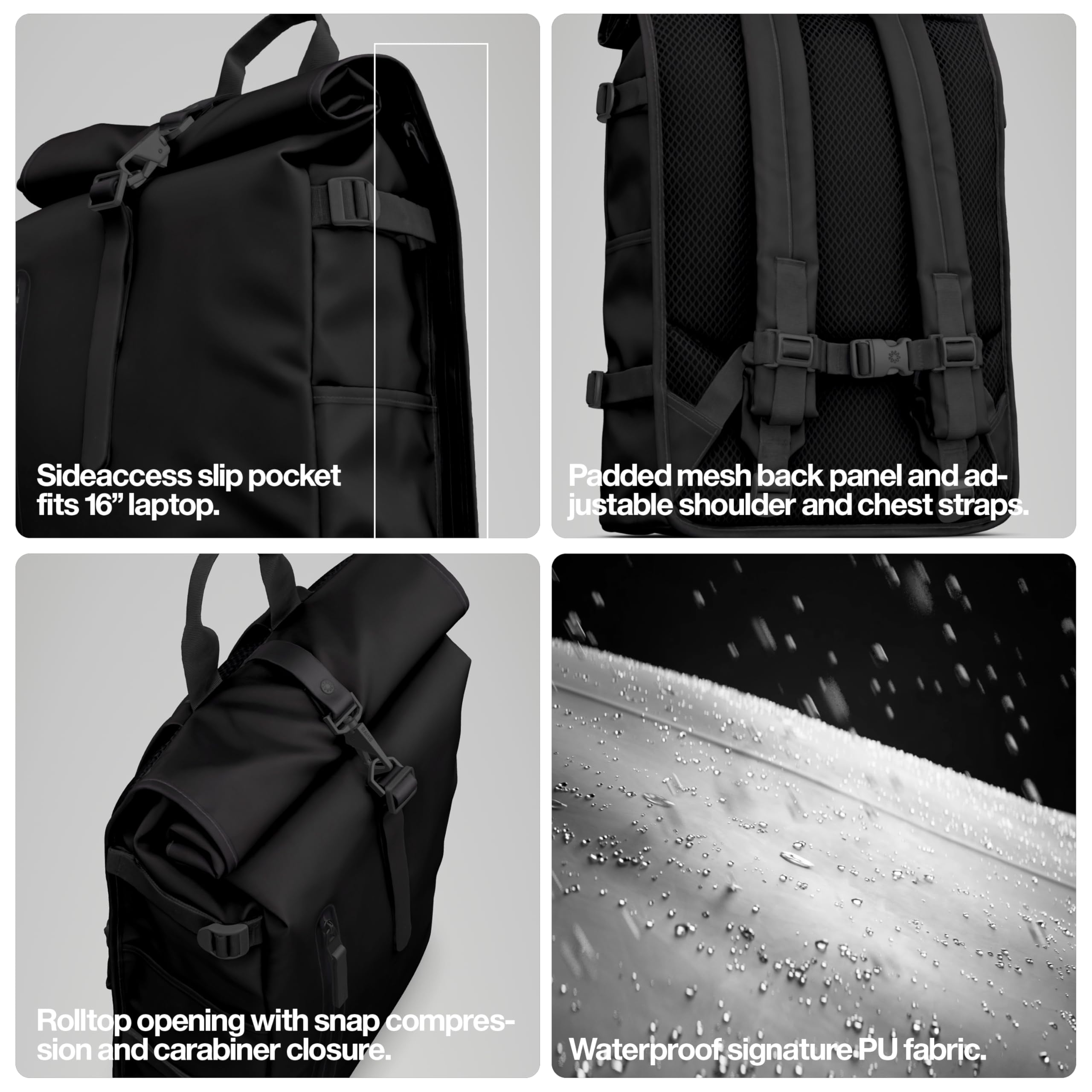 RAINS Rolltop Rucksack Large - Waterproof Backpack - Dettaglio
