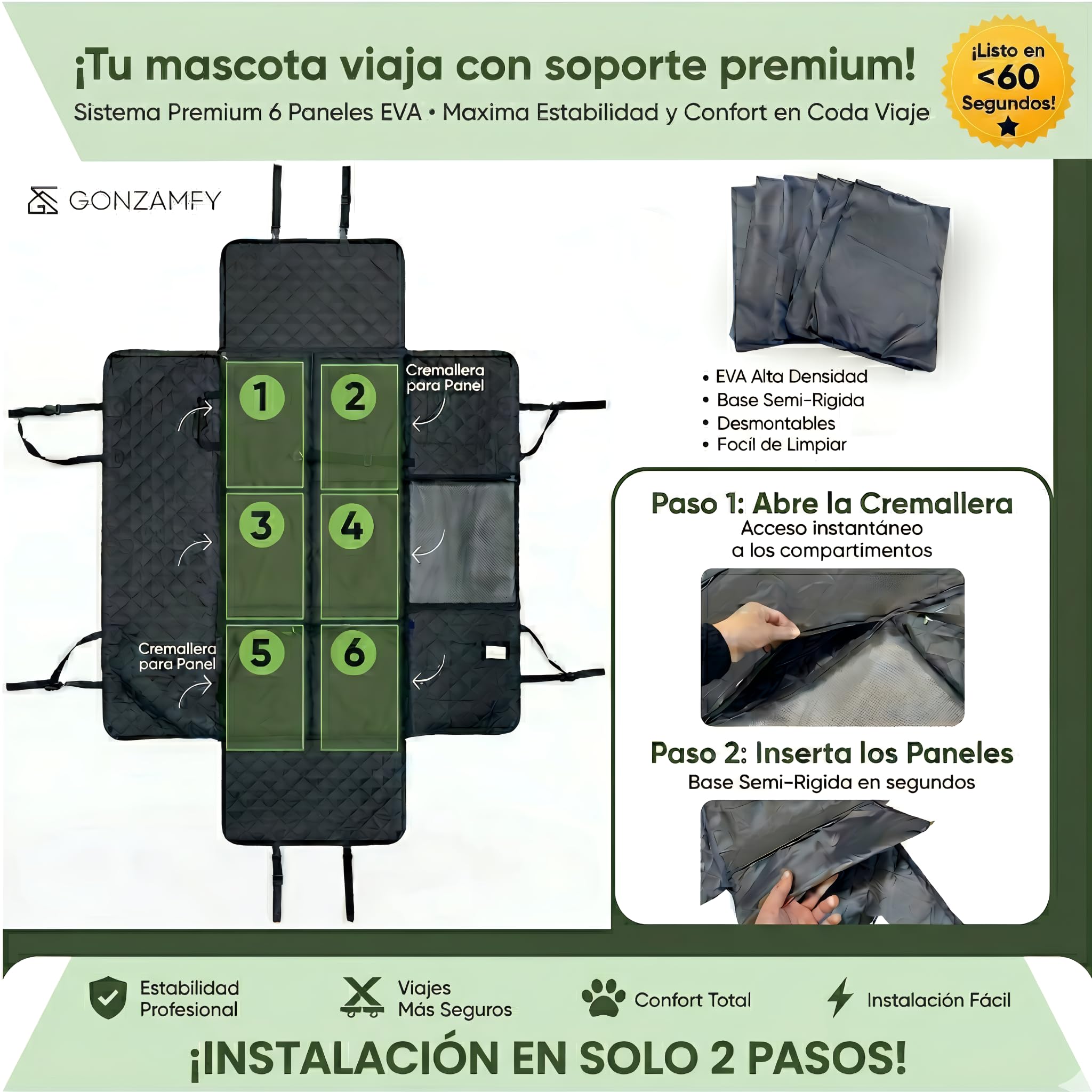 Funda Coche Perro, Base Estable, Ultra Impermeable y Antideslizante, Durabilidad Extrema de Tela Probada, 150kg, Protector Coche Perros Asiento Trasero para SUV y Coches