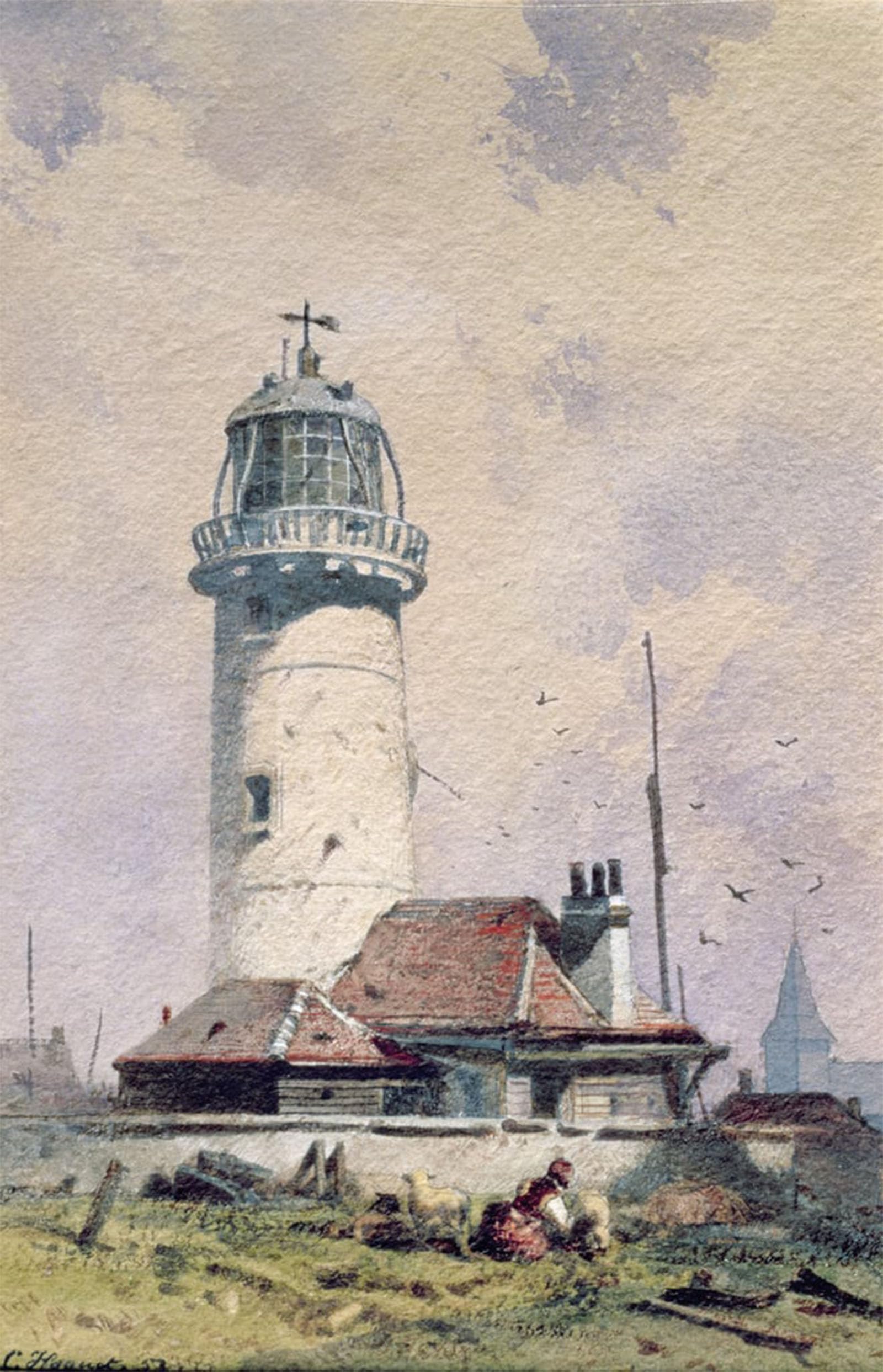 ARTXLXXBN Famous Print Painting Colorful Art Print the Lighthouse by Charles Hoguet Canvas Art Decorations for Home Decor 60x90cm