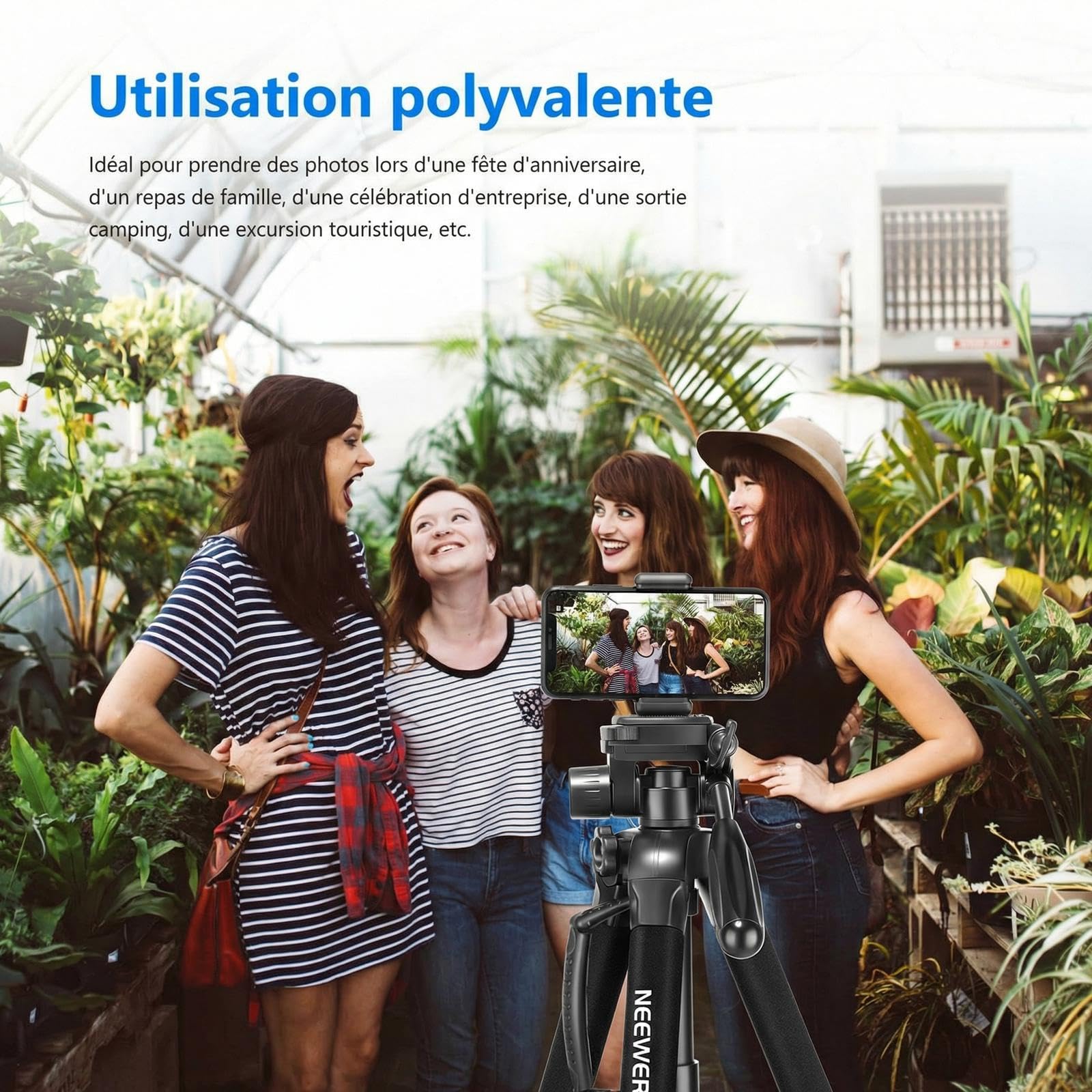 NEEWER 2 en 1 Trépied et Monopode pour Appareil Photo, trépied Voyage Portable en Alliage d'aluminium de 177cm avec tête panoramique pivotante 3 Directions, Compatible avec Canon, Nikon, Sony,SAB264