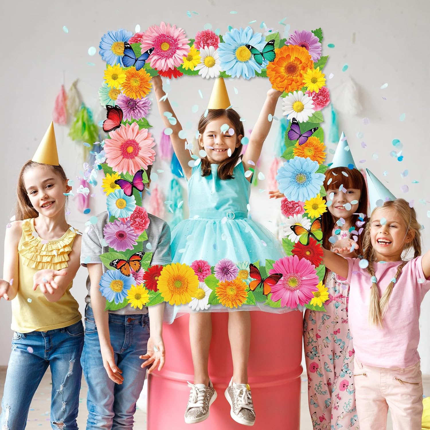 Spring Photo Booth Props Spring Party Decorations Butterfly Photo Booth Frame Flowers Theme Selfie Picture Frame Spring fling Decorations for Wedding Bridal Shower Bachelorette Birthday Party Supplies