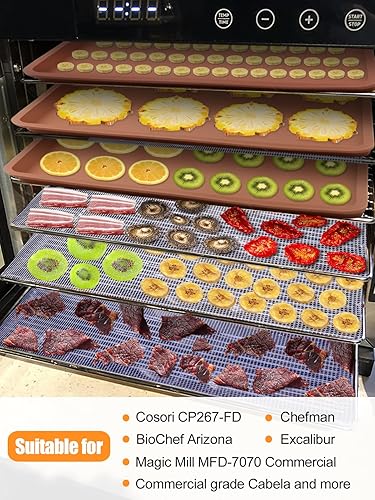 Miniatura 2 de 4 alfombrillas deshidratadoras de silicona y 6 hojas de deshidratador de malla, revestimiento antiadherente reutilizable con borde, compatible con