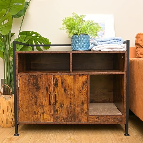 Jinruis Caja de arena para gatos, muebles ocultos de baño para gatos, casa para gatos con puertas dobles como gabinete de almacenamiento para