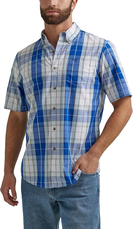 Wrangler Authentics Camisa clásica de manga corta a cuadros para hombre
