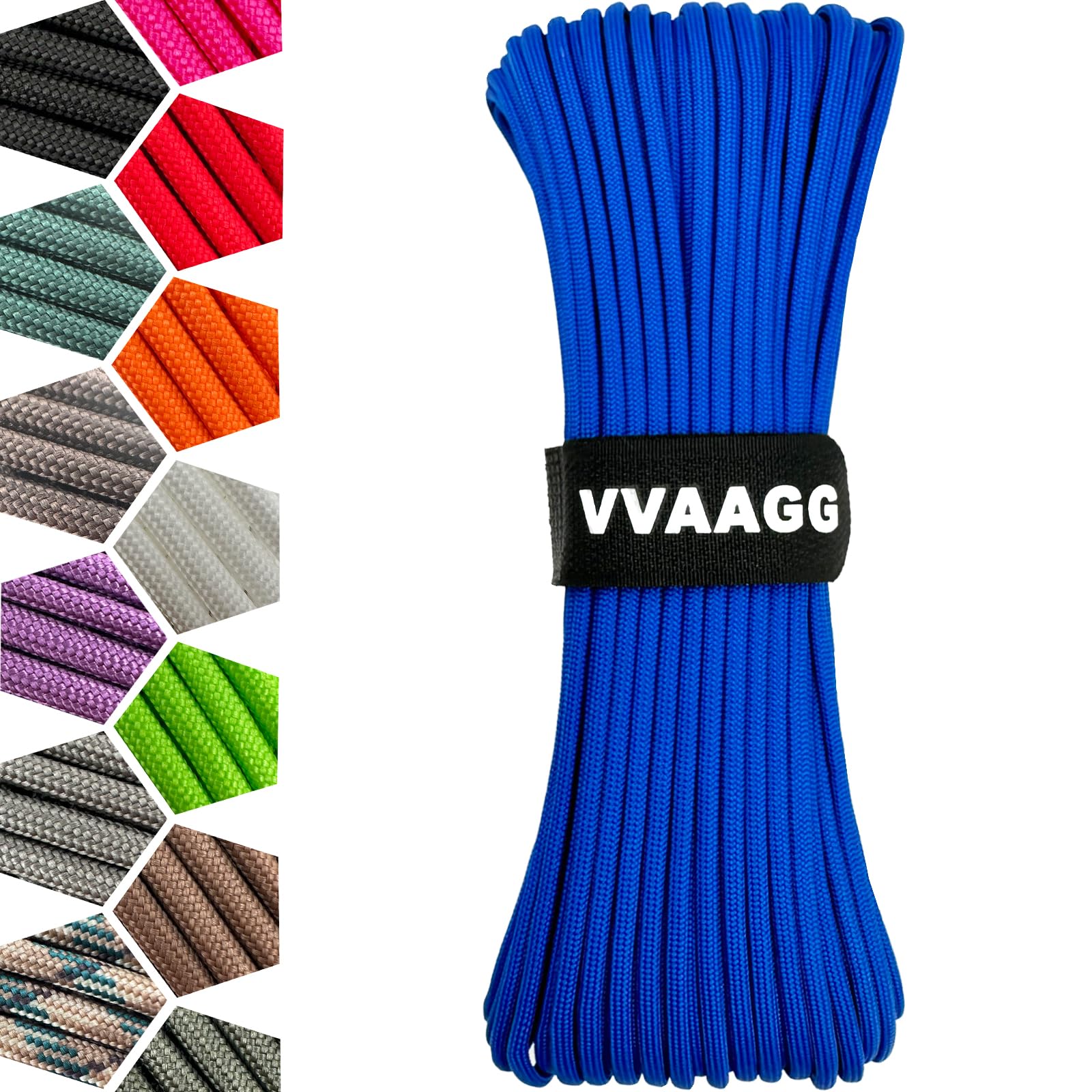 VVAAGG 1000 Blue Paracord Rope, 50ft 12 Strand Parachute Cord for Crafting, DIY Projects, Survival Bracelets, Camping, Tent, Clothsline, Outdoor