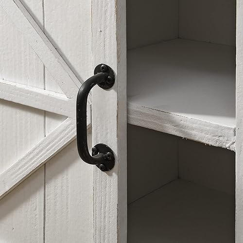 Miniatura 4 de FirsTime & Co. Mesa auxiliar de puerta de granero Bolton blanca, mesa auxiliar, mesita de noche, madera y metal, 26 x 14 x 21.5 pulgadas