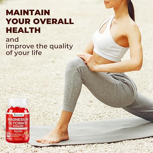 Miniatura 5 de Gomitas de glicinato de magnesio de 600 mg, gomitas de magnesio sin azúcar para adultos, suplemento de magnesio y fresa para aliviar el estrés, los