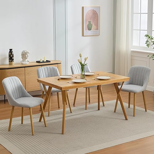 Miniatura 7 de Juego de 2 sillas de comedor con respaldo de asiento tapizado y patas de metal, silla decorativa de tela contemporánea, silla de comedor moderna de