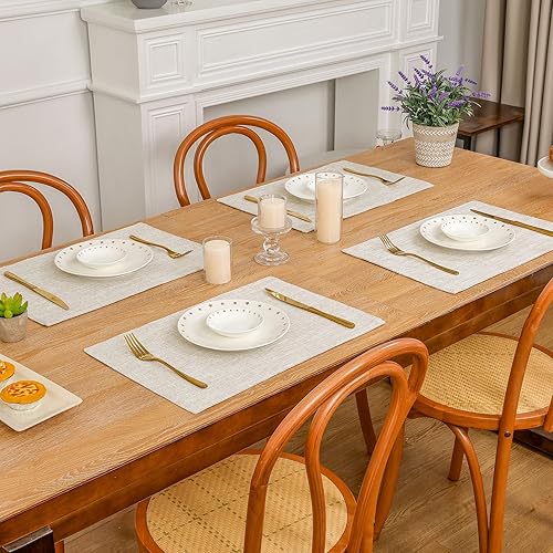 Miniatura 3 de SHACOS Juego de 4 manteles individuales de tela lavable, doble capa gruesa, antideslizantes, resistentes al calor, resistentes a las manchas, lino