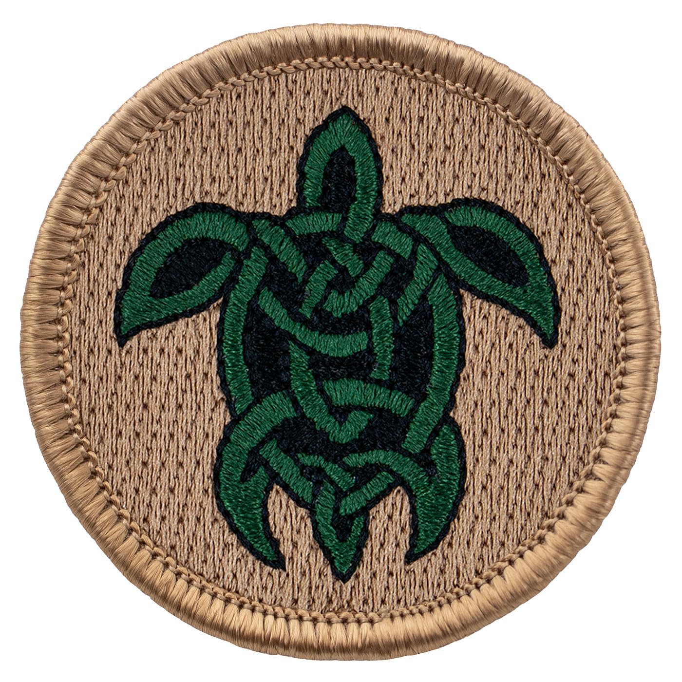 Celtic Turtle Patrol Patch - 2" Diameter Round Embroidered Patch (Hook-Fastener)