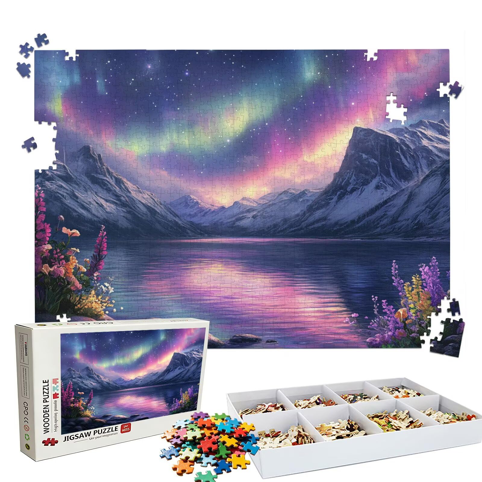 Puzzle 2000 Piezas | Lago Aurora Puzzle 2000 Piezas Adultos | Encajan Perfectamente | sin Polvo | Rompecabezas Madera para Toda la Familia | Rompecabezas XL para Expertos | Regalo Mujer W3H-899