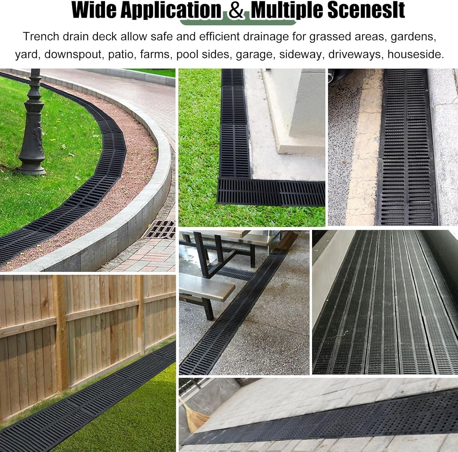 Copertura per canale di drenaggio dell'acqua piovana con griglia di scarico per esterni per cortile e patio, filtro per grondaie per aziende agricole e fabbriche, 20 cm x 4 cm
