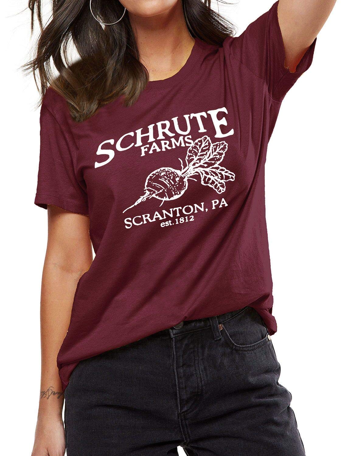 OUNARWomen Schrute Farms Shirt Cute The Office Graphic T-Shirt Sweatshirt with Pocket