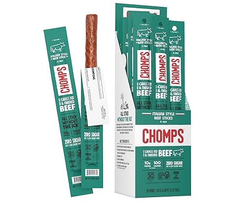 Miniatura 1 de CHOMPS Barras de aperitivo de carne de res de estilo italiano alimentadas con hierba, Keto, Whole30, paleo, sin gluten, sin azúcar, bajo en