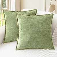 Vista 20 de CaliTime - Juego de 2 fundas de almohada decorativas de 16 x 16 pulgadas, con costuras en los bordes de hilo de algodón, chenilla suave teñida