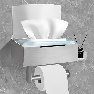 Toilettenpapierhalter Ohne Bohren Klopapierhalter mit Feuchttücherbox Edelstahl Klorollenhalter Rollenhalter für Badezimmer Toilet Paper Holder Toilettenhalter Silber Neu
