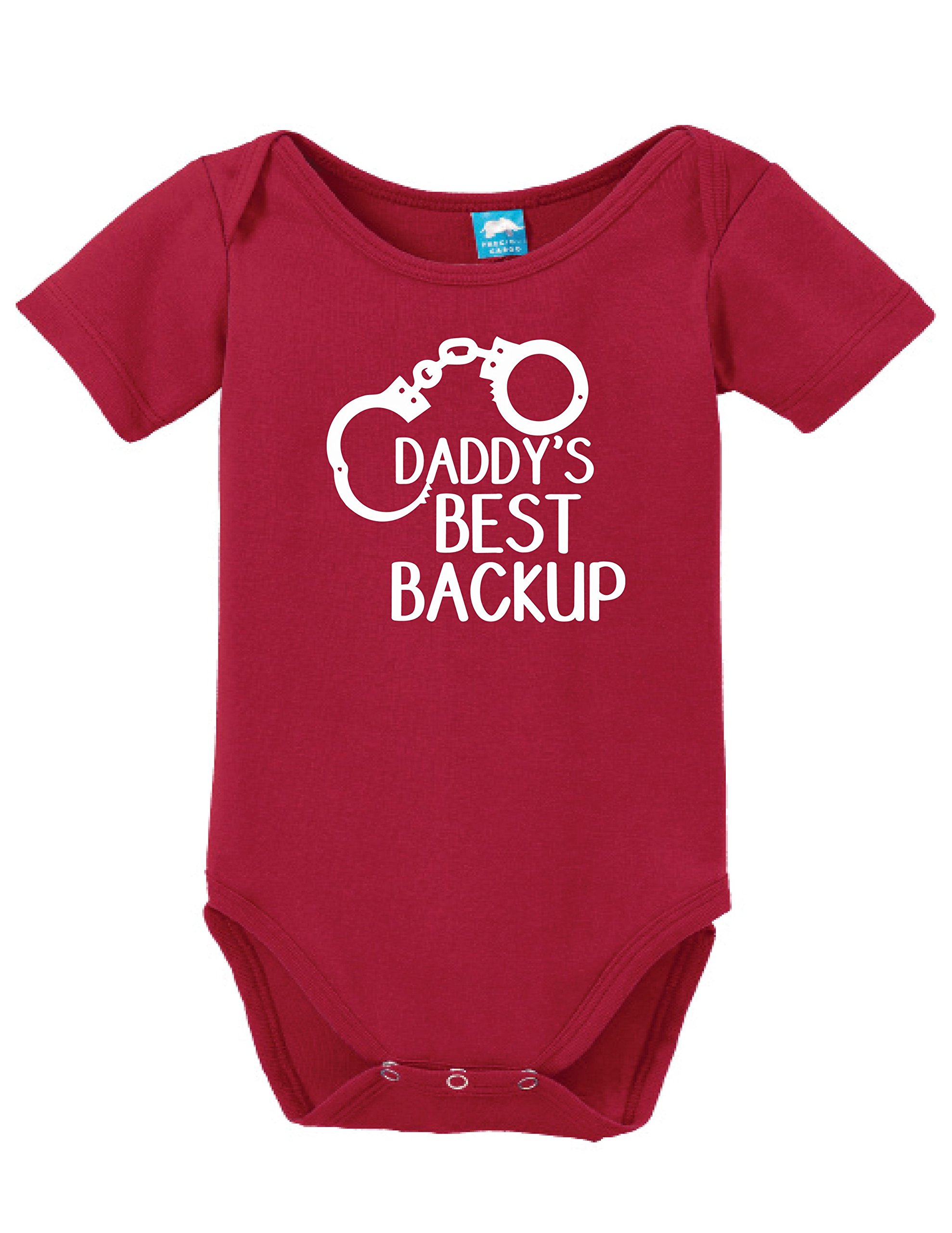 Daddys Best Backup Printed Infant Bodysuit Baby Romper Red 3-6 Month